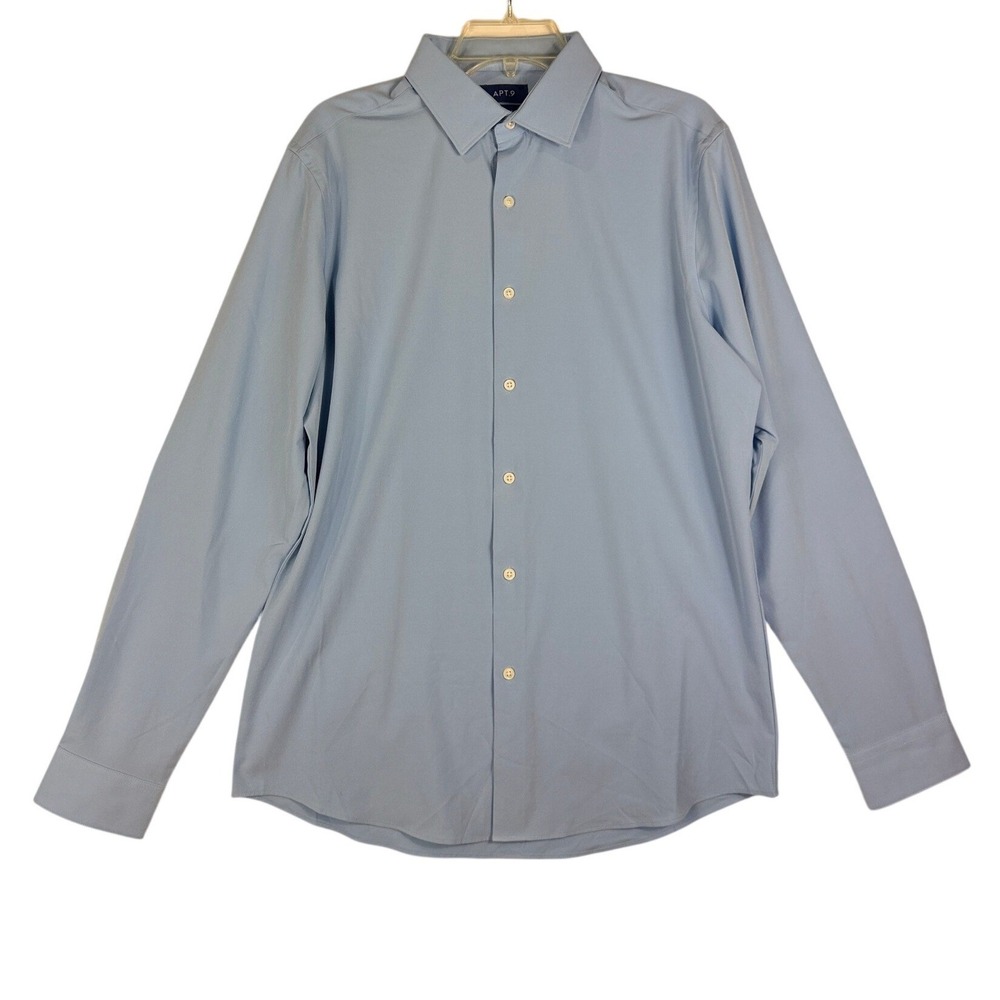 Apt 9 Mens Slim Fit Dress Shirt Light Blue Long Sleeve Stretch 15-15.5 34/35 M